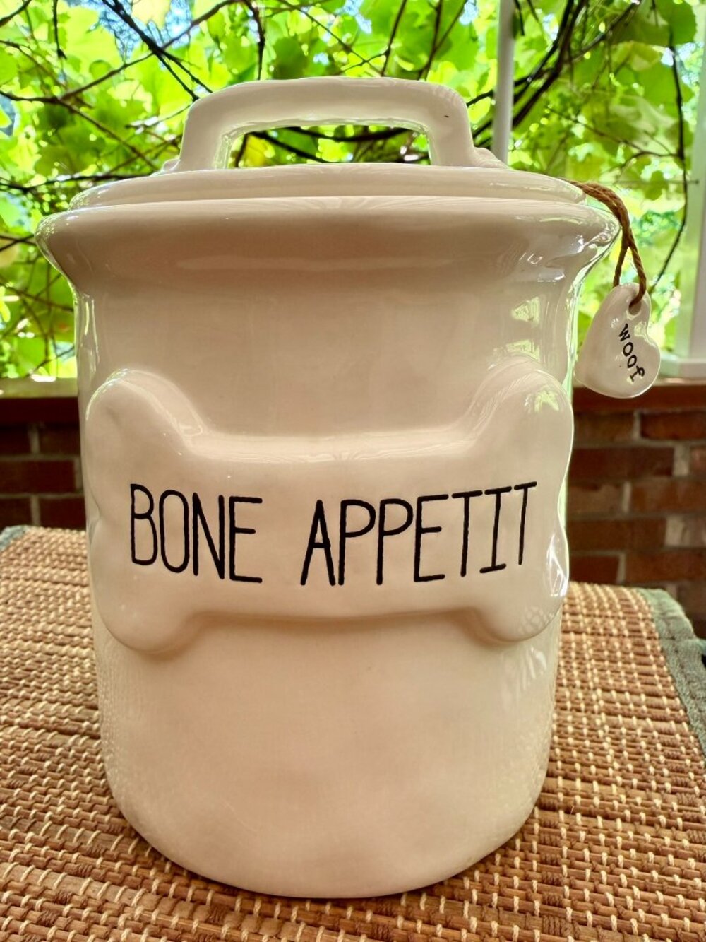 🐾 PET | Mud Pie “Bone Appétit” Treat Canister + WOOF Heart Charm